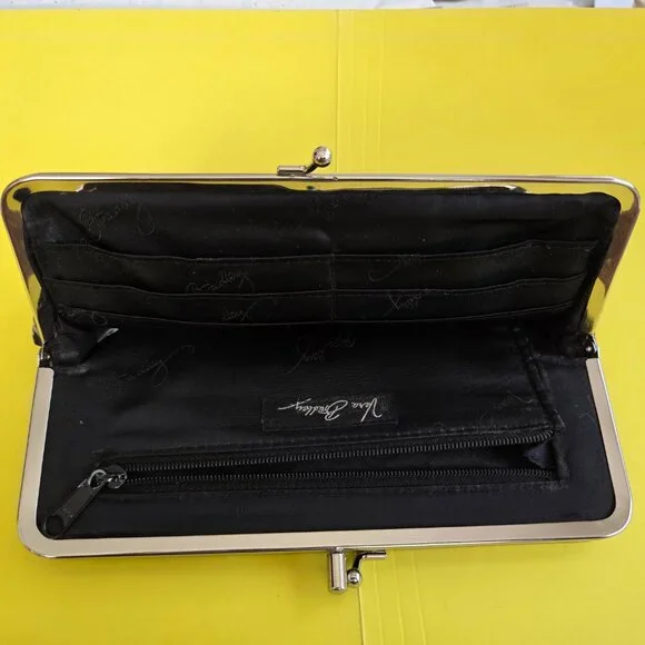 Vera Bradley Caffe Latte Brown Black Tan Large Clutch Wallet - Picture 5 of 6